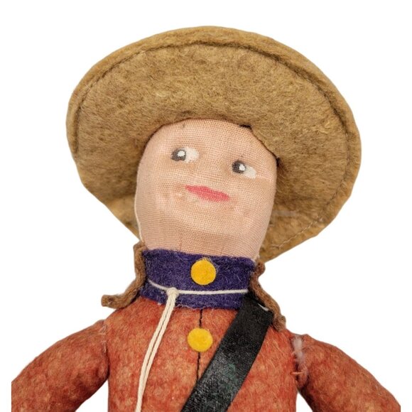 1940s Royal Canadian Mounted Police Doll Hand Painted Face - Picture 2 of 10